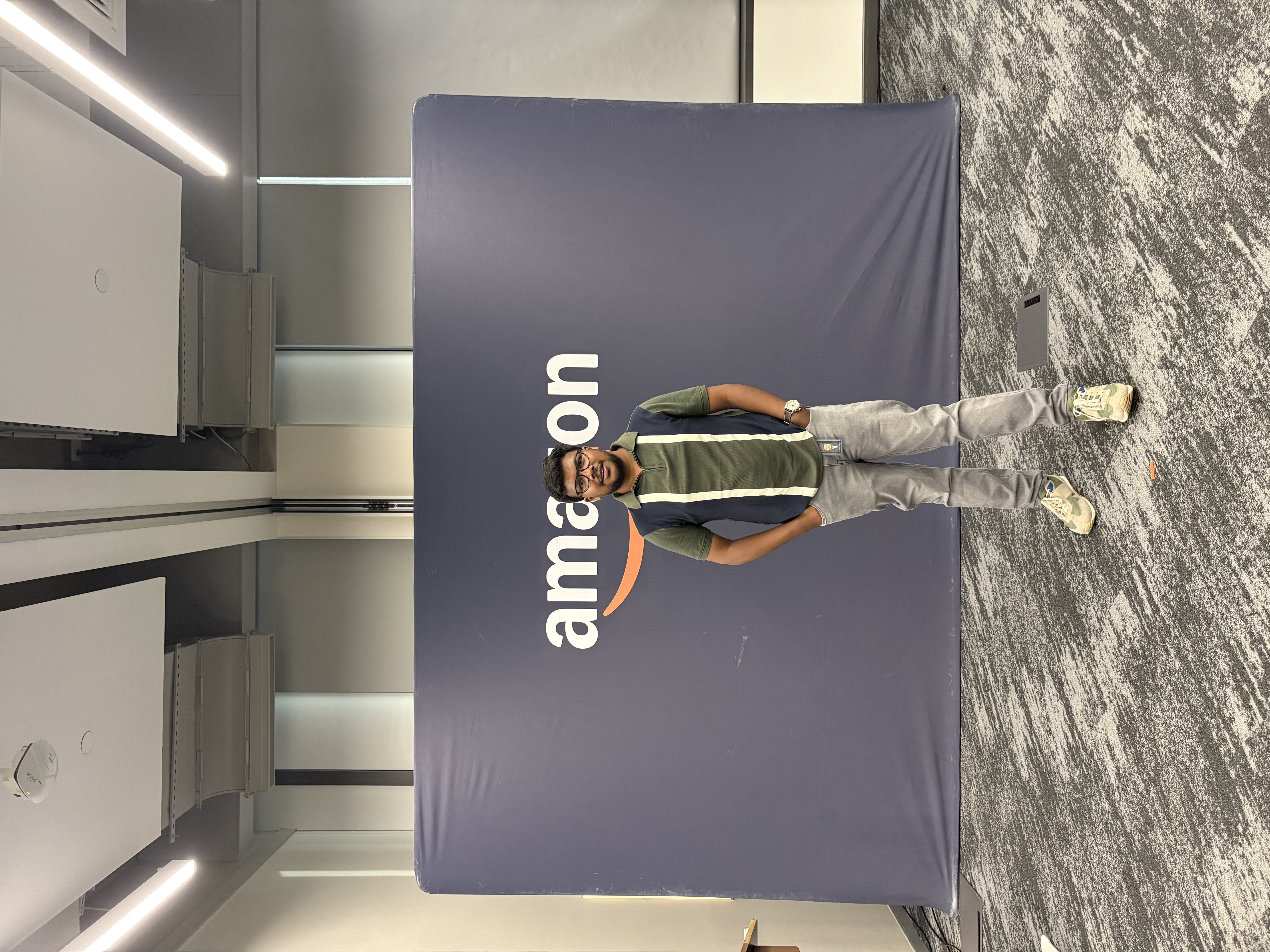 Shabul Hussain overhead shot over Amazon logo