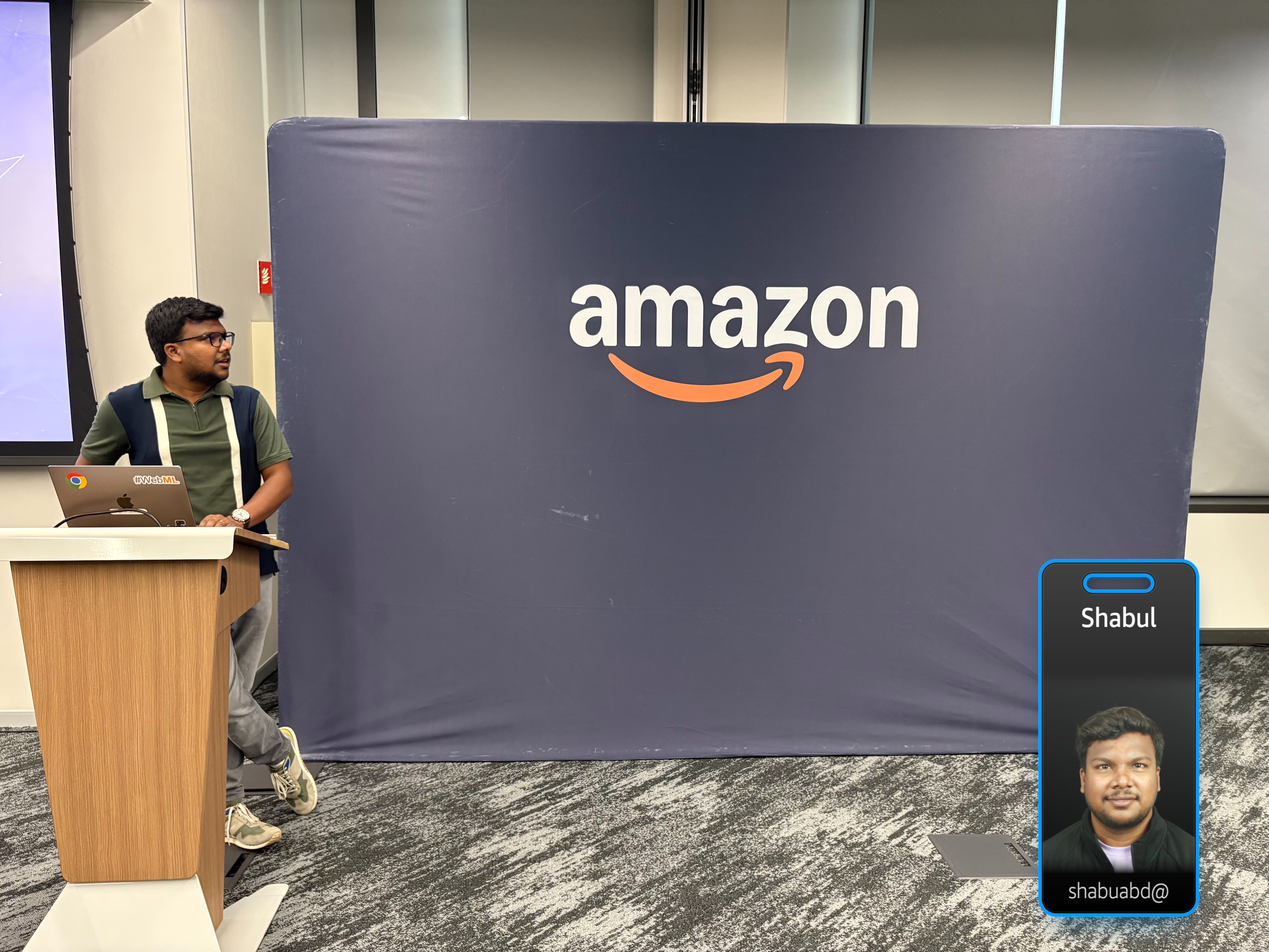 Shabul Hussain Abdul presenting at Amazon office