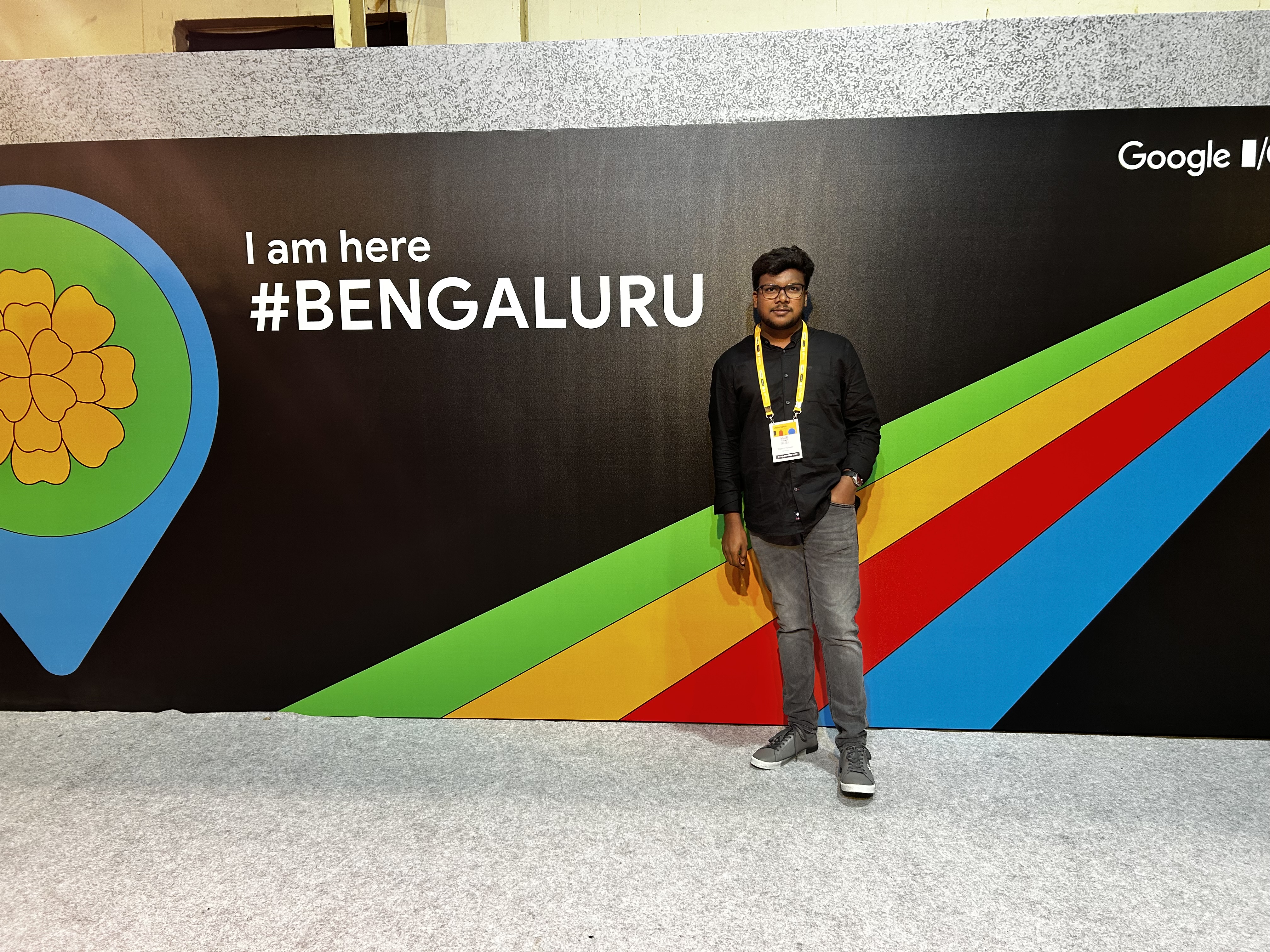 Shabul Hussain at Google IO Connect I am here Bengaluru wall