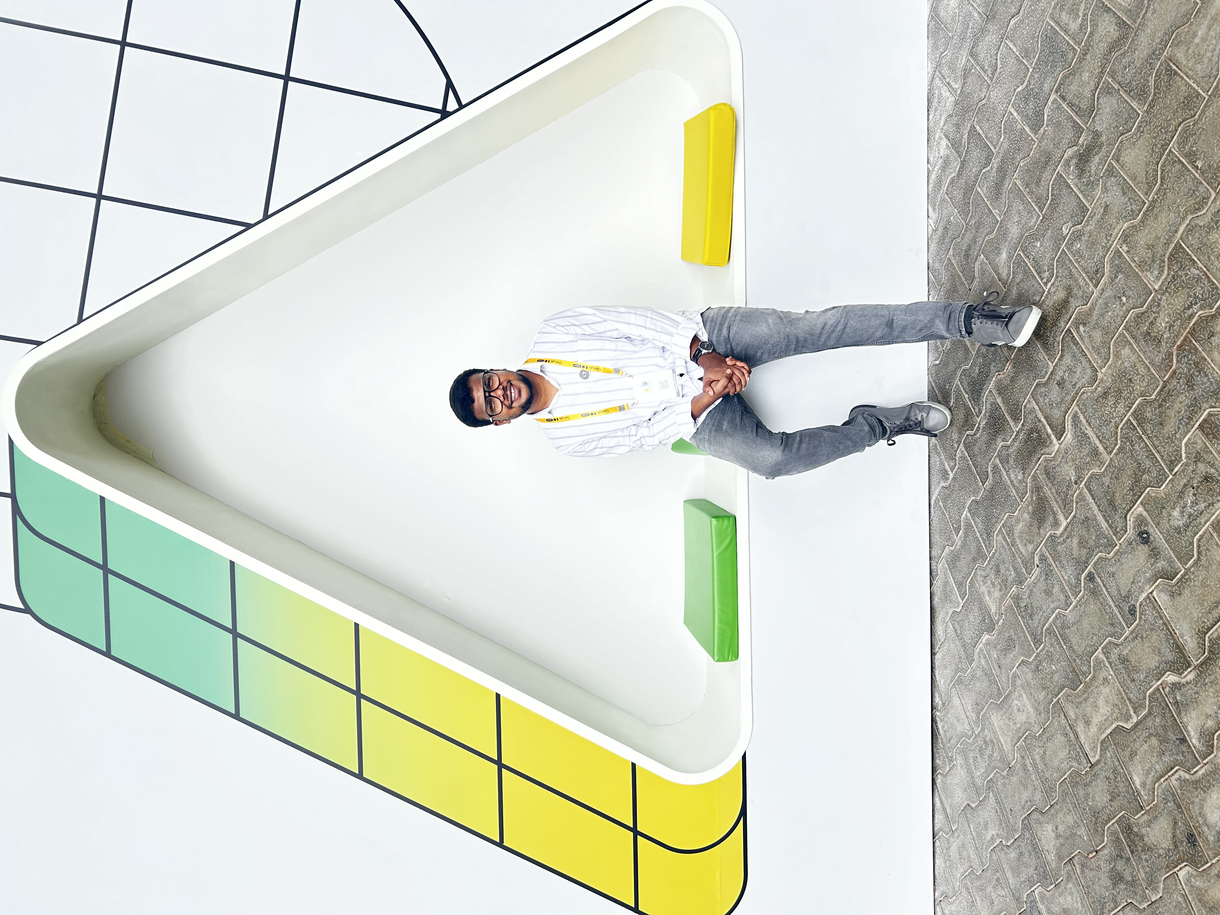 Shabul Hussain aerial view at Google IO Connect triangular installation