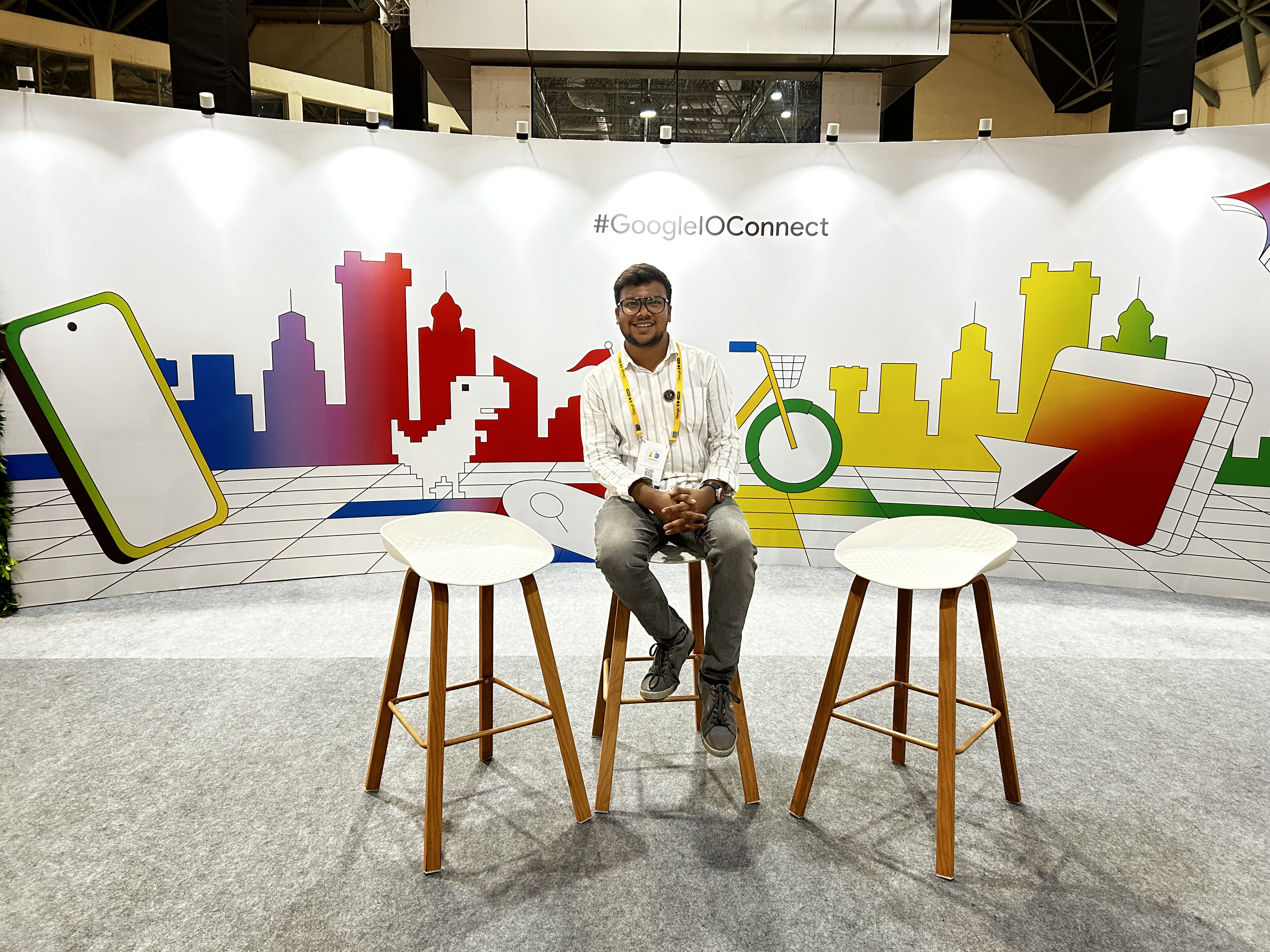 Shabul Hussain seated at Google IO Connect Bengaluru