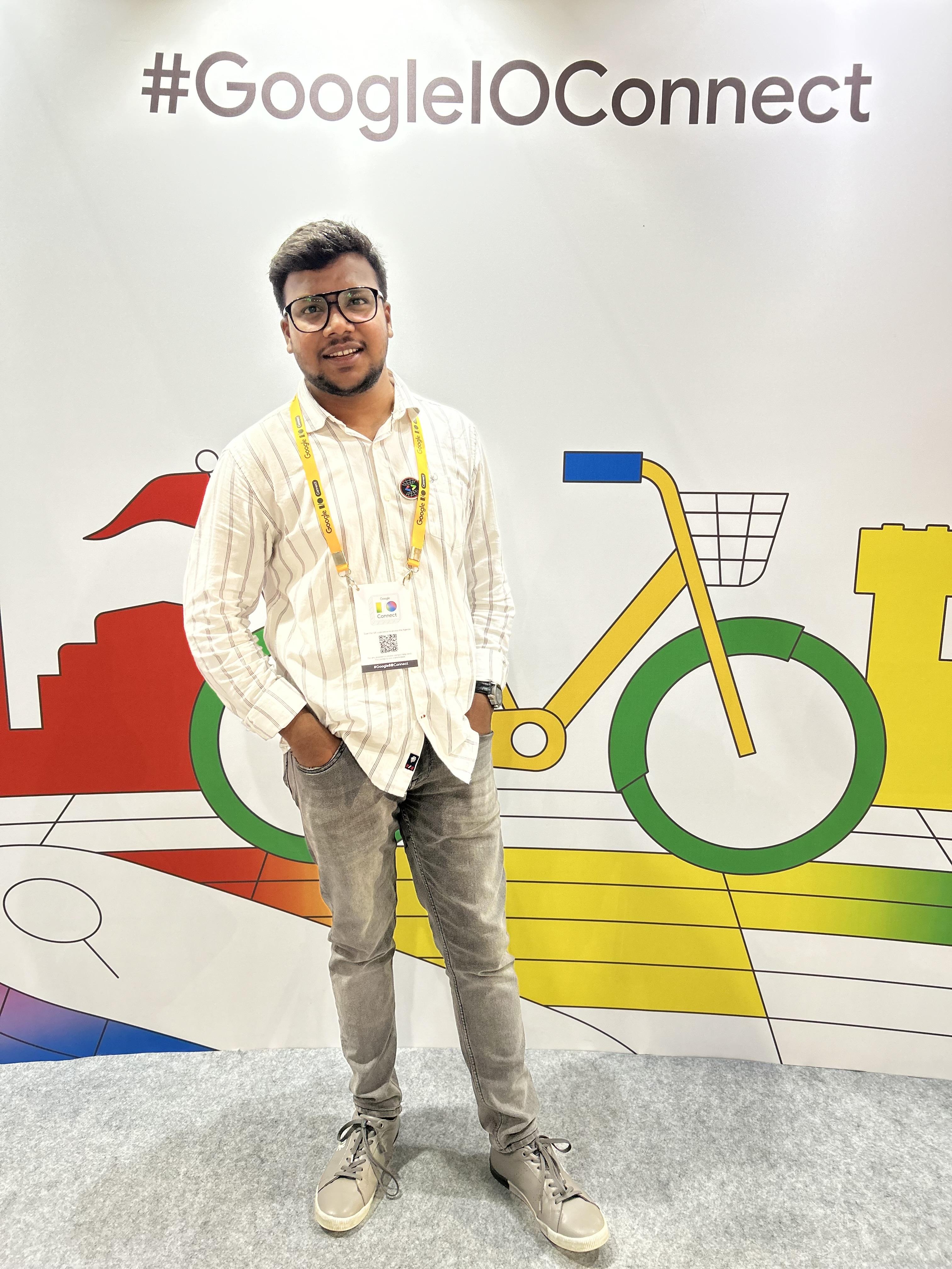 Shabul Hussain standing at Google IO Connect Bengaluru