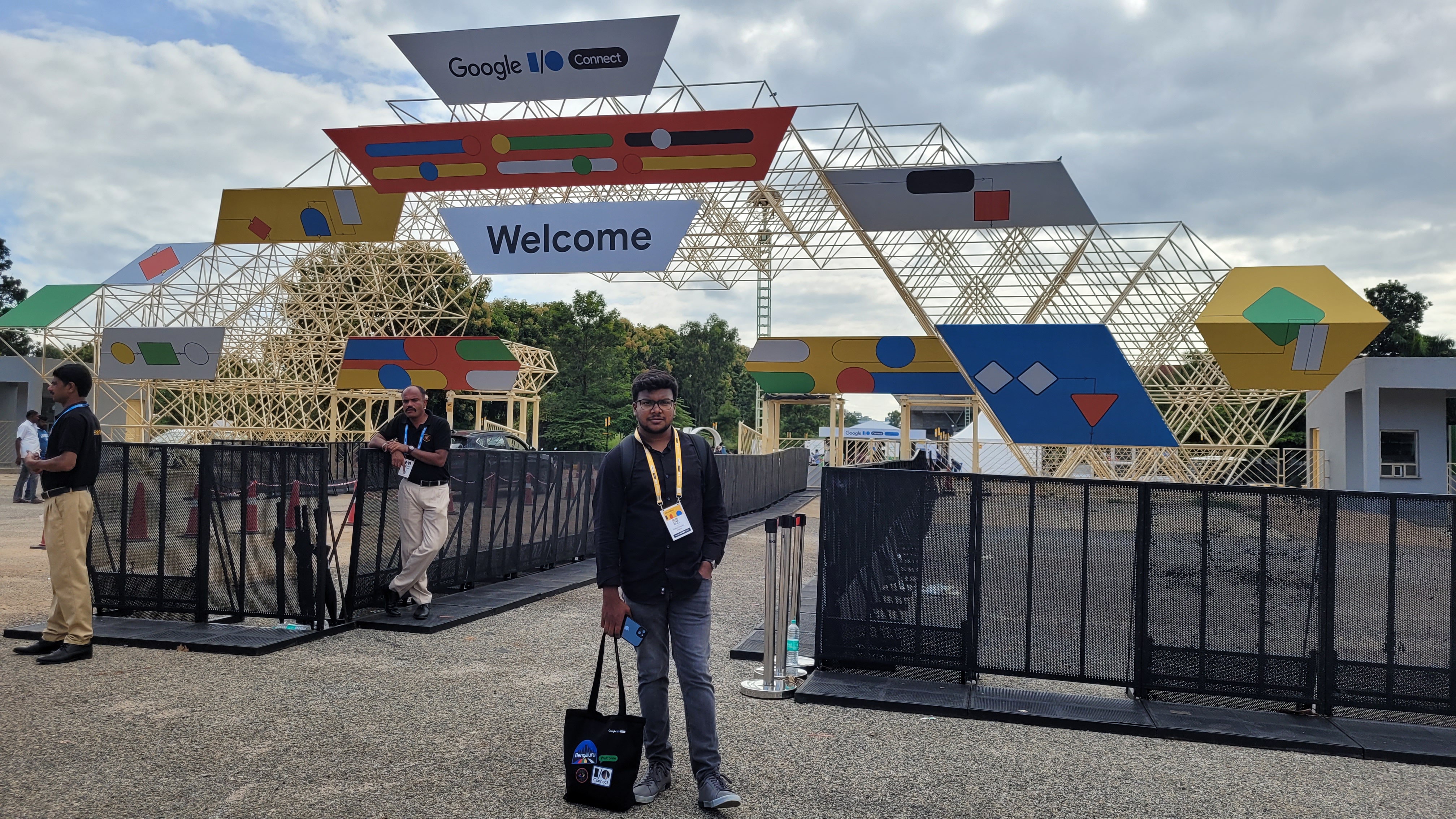 Shabul Hussain at Google IO Connect welcome entrance gate